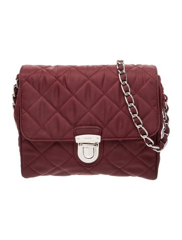 Quilted Impuntu Nylon Chain Crossbody Bag