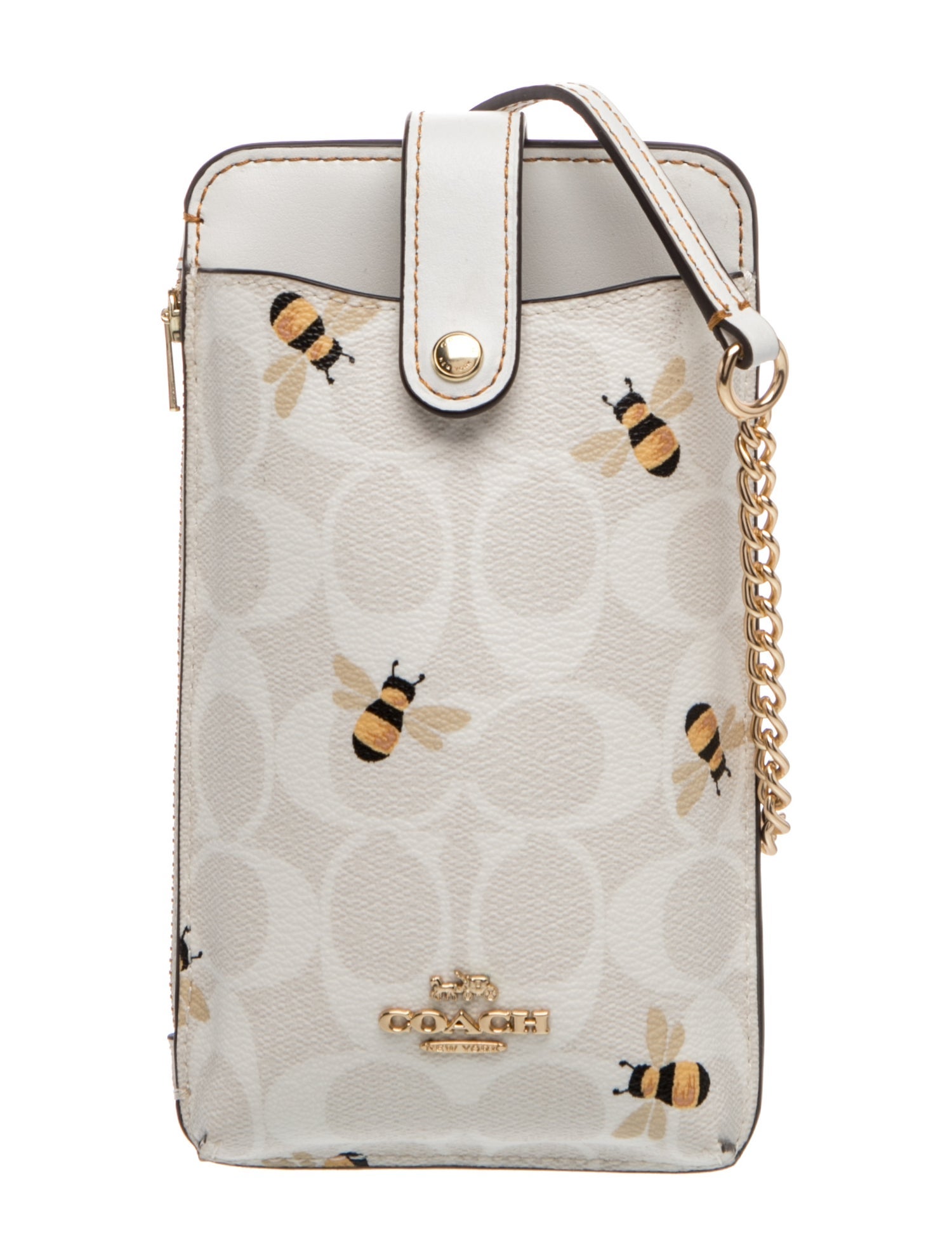 Leather Phone Crossbody In Signature Canvas With Bee Print 2023