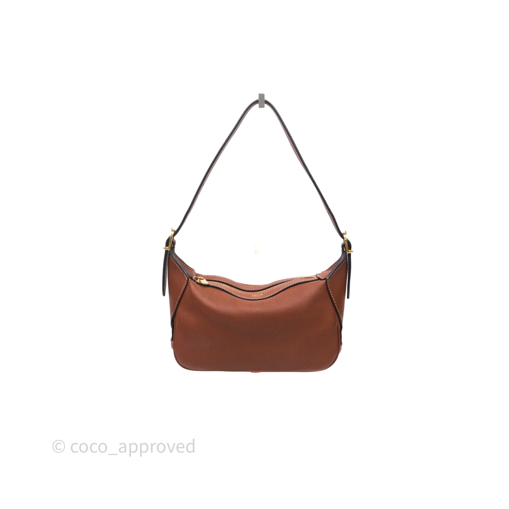 Celine Mini Romy Shoulder Bag Tan Calfskin Gold Hardware