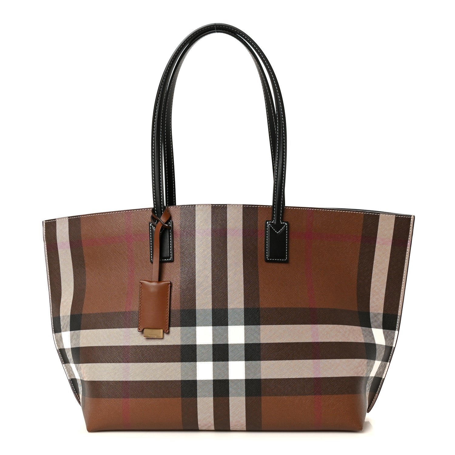 Burberry E-Canvas Check Medium Soft TB Tote Dark Birch Brown Dark Birch Brown