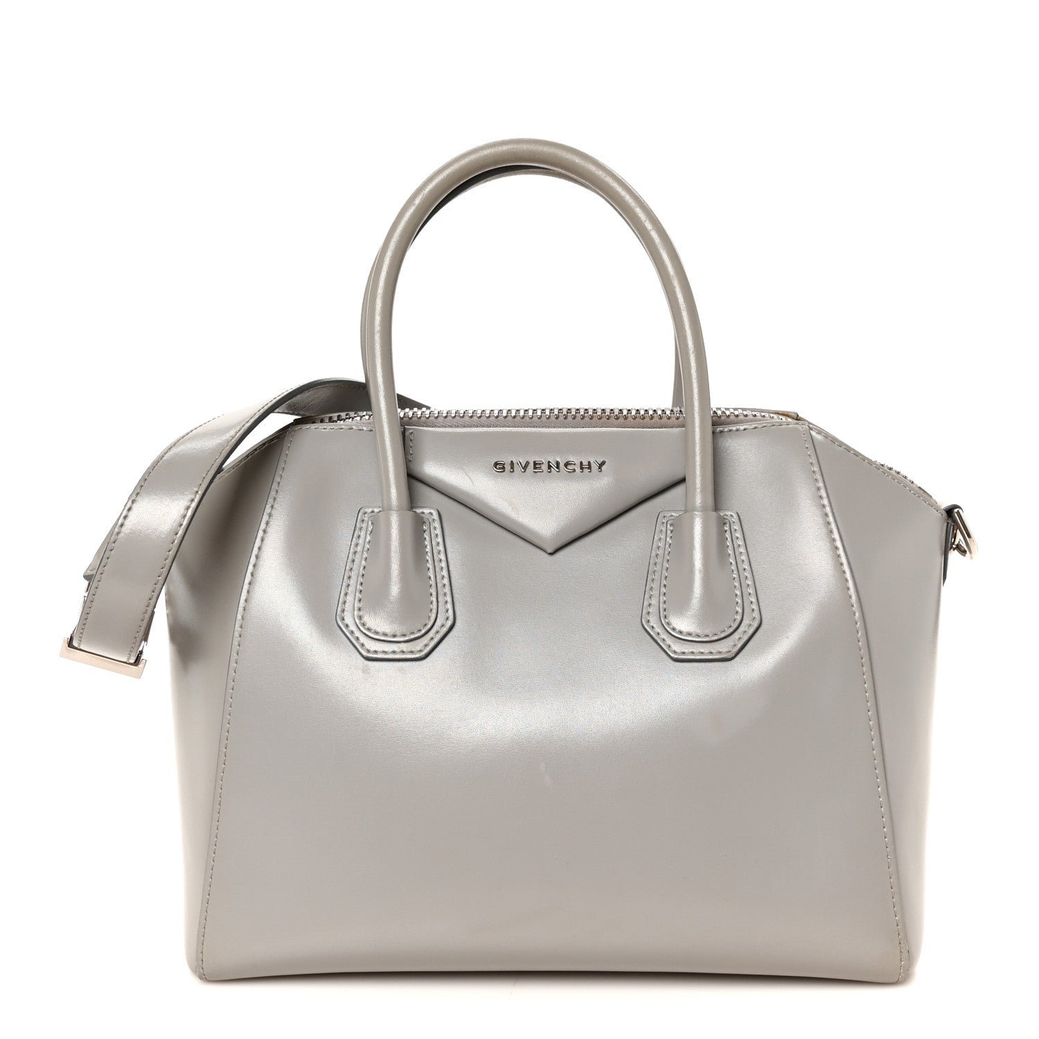 Givenchy Shiny Lord Calfskin Small Antigona Pearl Grey