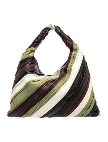 Bottega Veneta Leather Hop Striped Leather Hobo Bag Large
