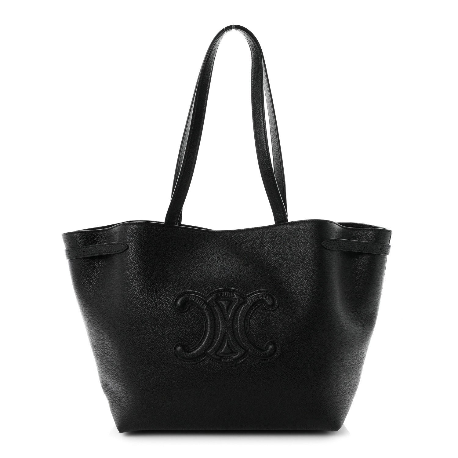 Celine Grained Calfskin Triomphe Medium Cabas Anais Black