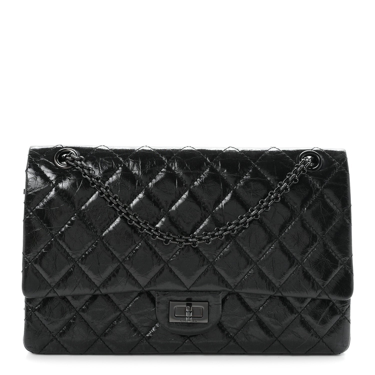 Chanel Glazed Calfskin Quilted 2.55 Reissue 226 Flap So Black