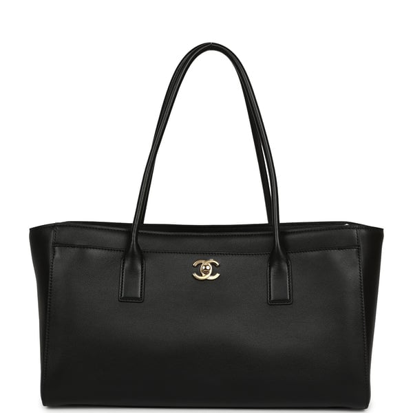 Chanel Small Cerf Shopping Bag Black Calfskin Gold Hardware