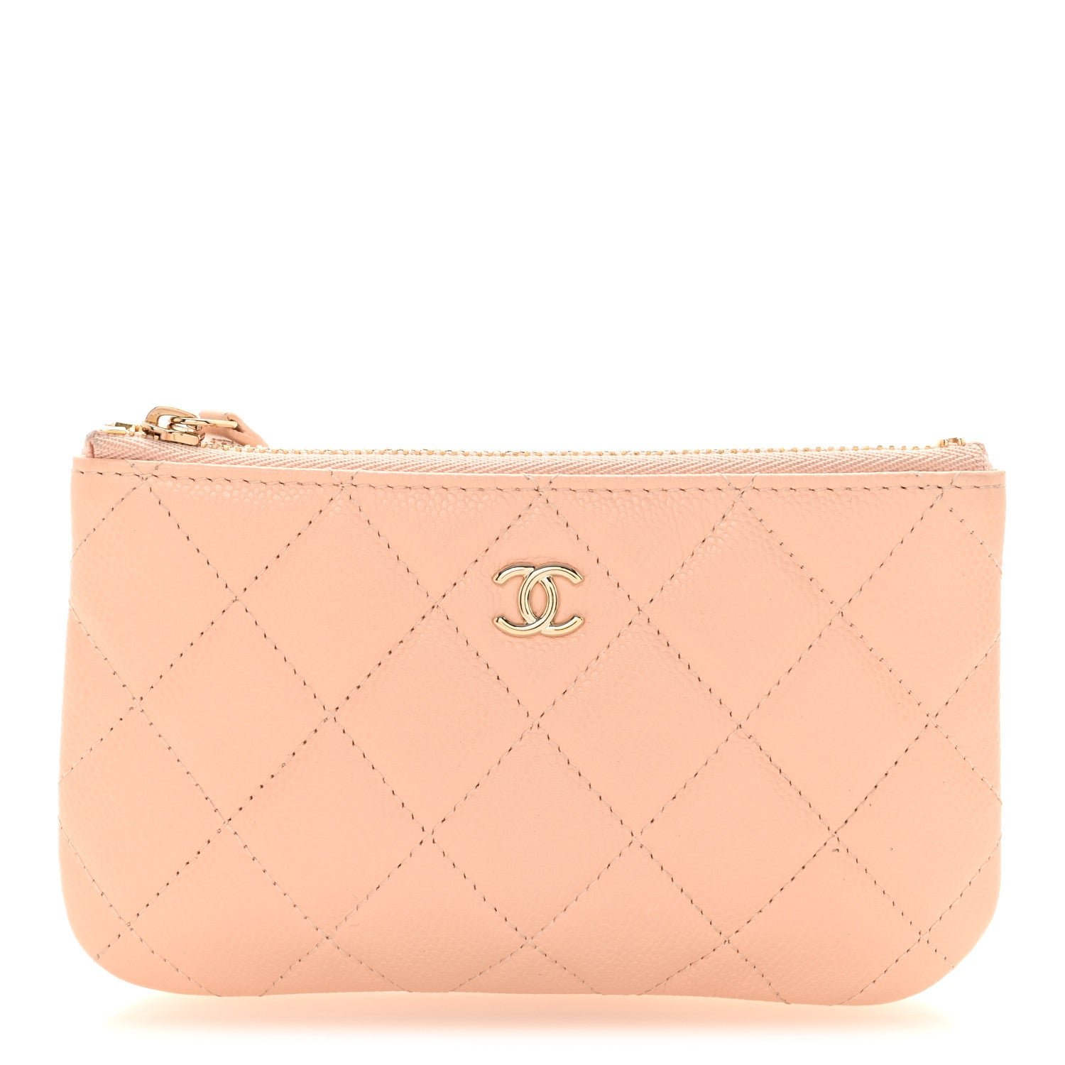 Chanel Caviar Quilted Small Cosmetic Case Beige