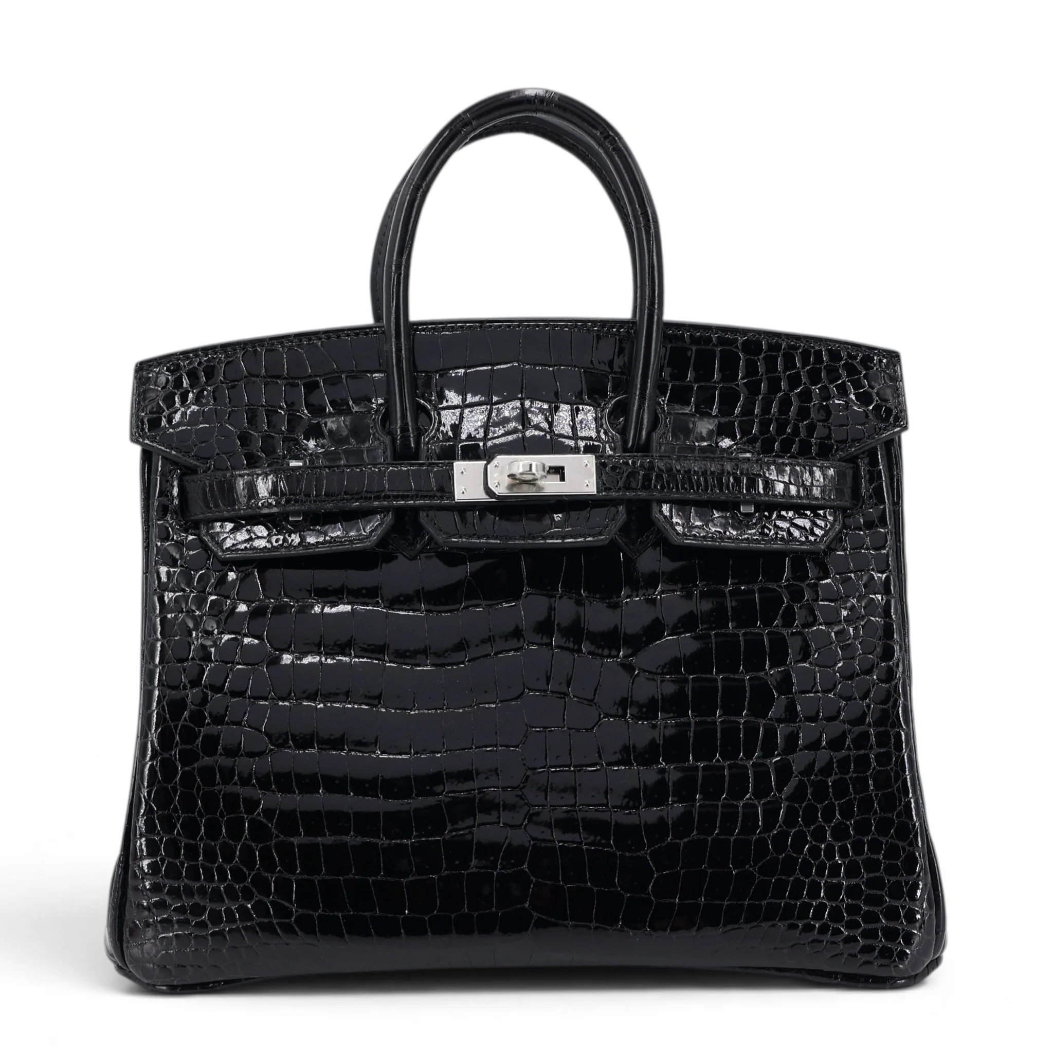 Hermes Unused ( Rank NS ) HERMÈS Birkin 25 Noir (89) Shiny Porosus Crocodile Palladium hardware U (2022)