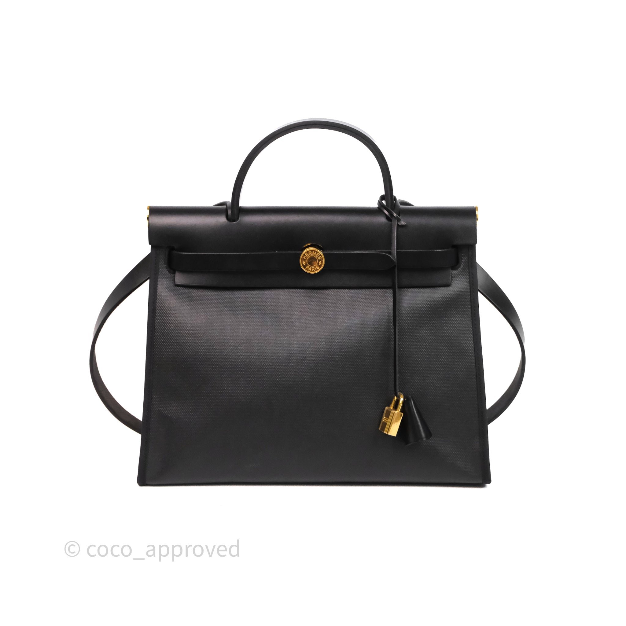 Hermès Herbag Zip 31 Noir 89 Canvas Gold Hardware