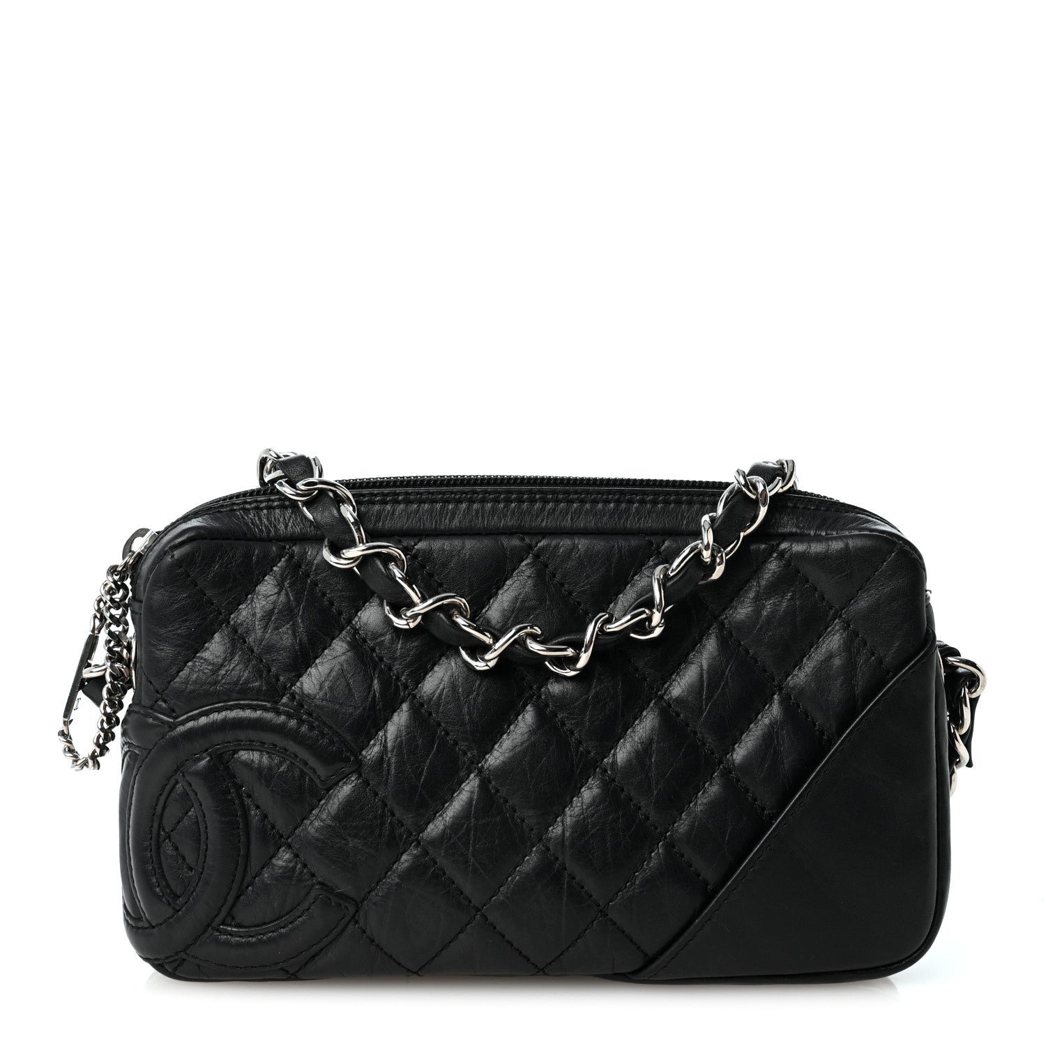 Chanel Aged Calfskin Quilted Cotton Club Pochette Black