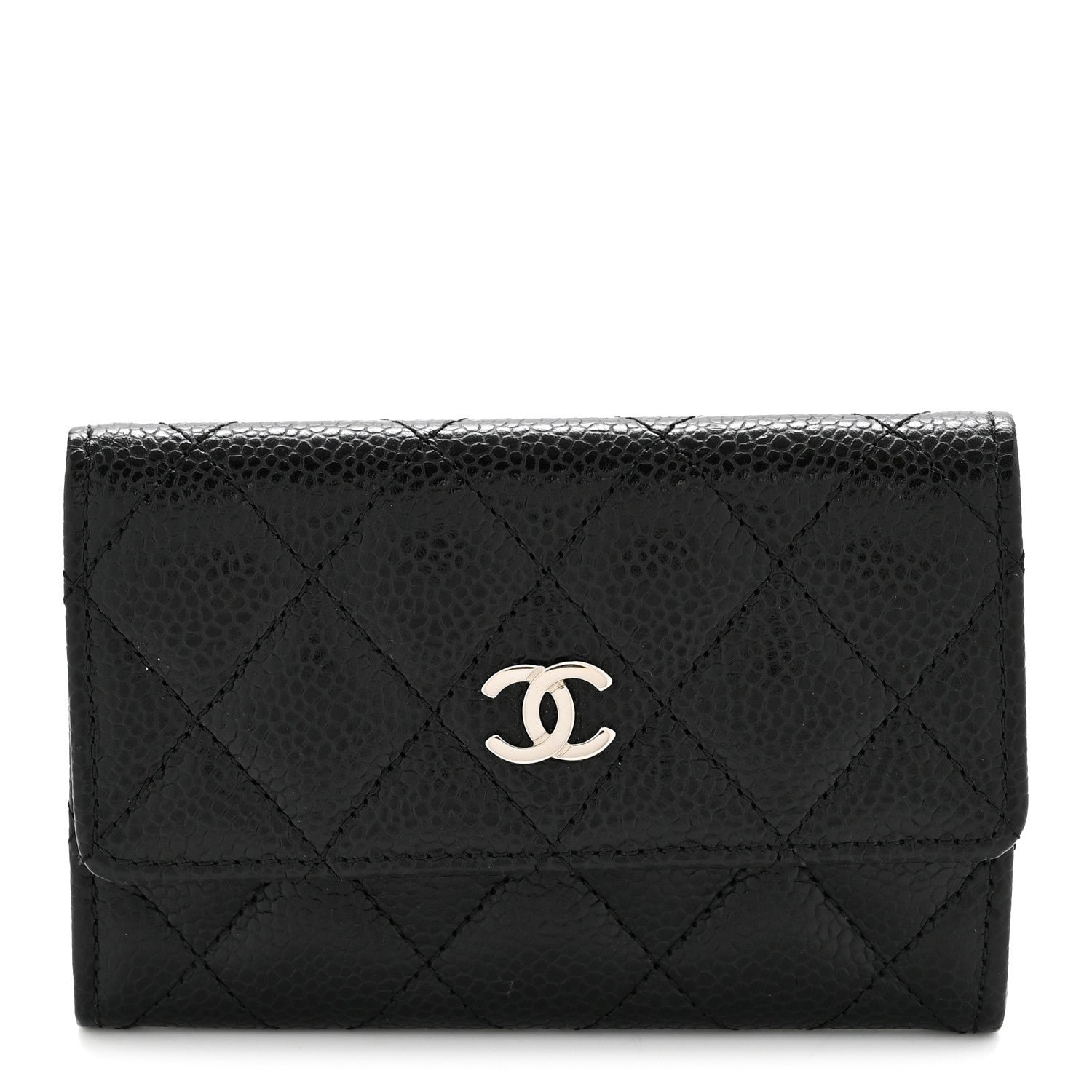 Chanel Caviar Quilted Flap Card Holder Black