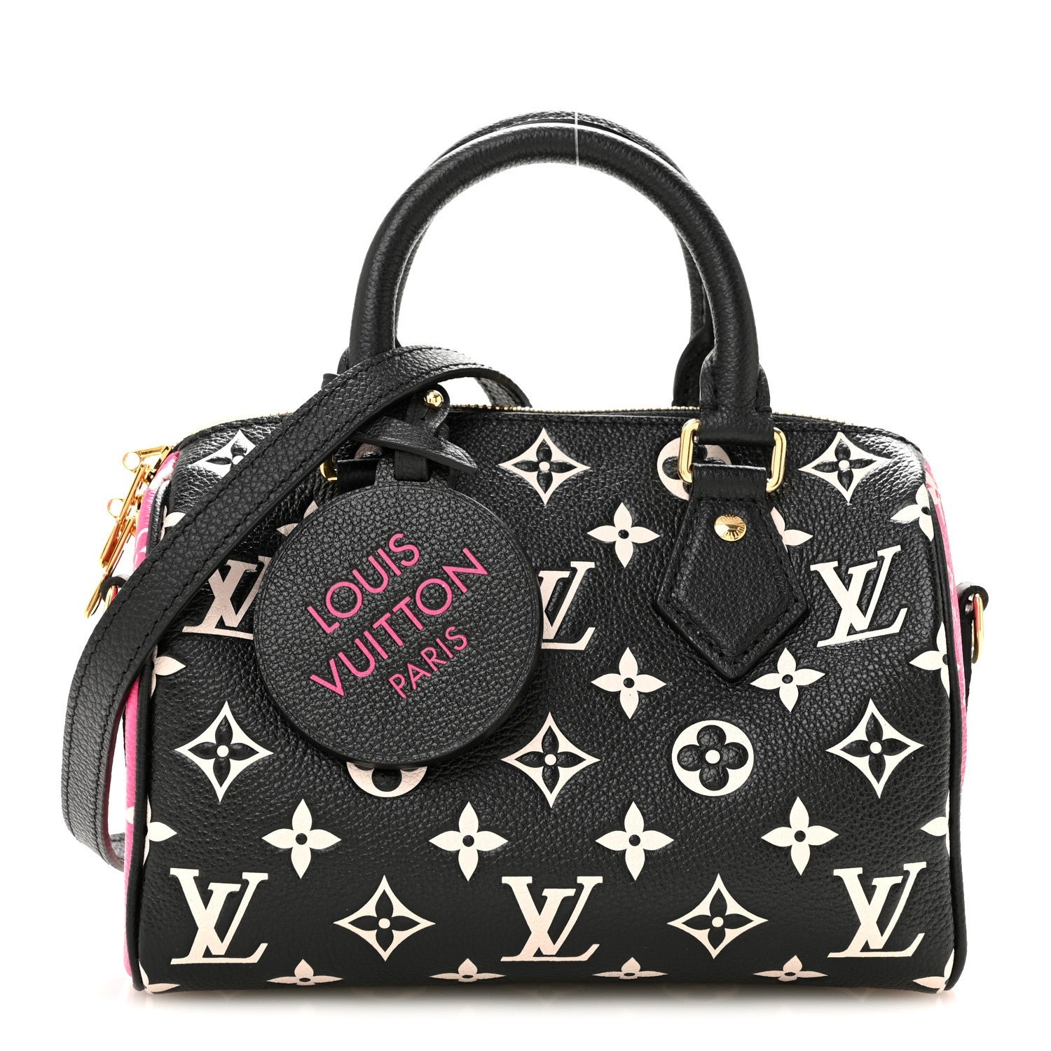 Louis Vuitton Empreinte Monogram Spring in the City Speedy Bandouliere 20 Black White Pink