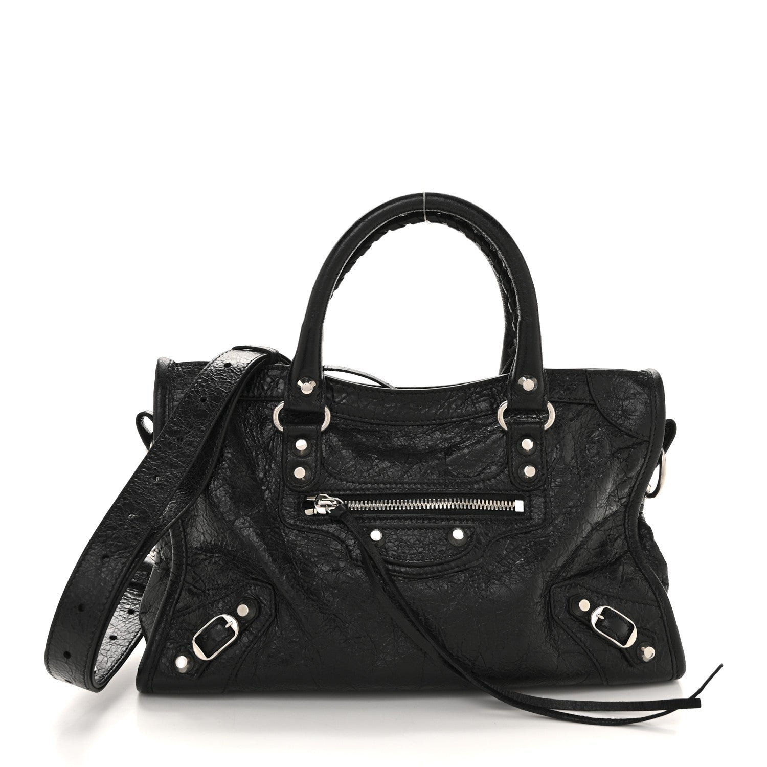 Balenciaga Agneau Arena Silver Hardware Small Le City Black