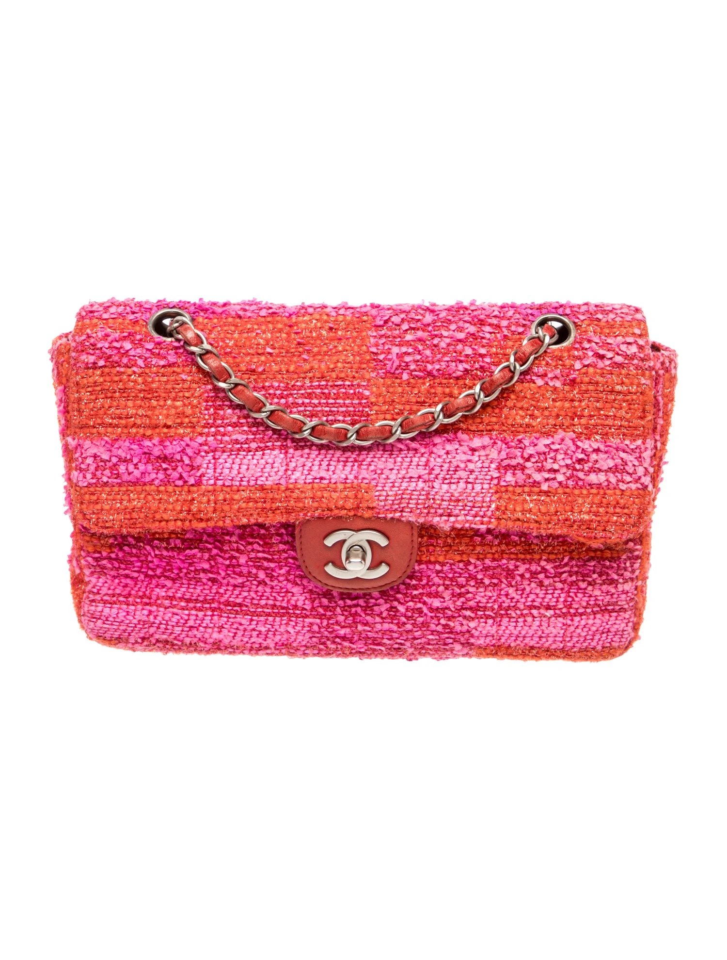 Medium Square Quilt Tweed Flap Bag