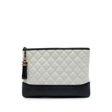 Medium Bicolor Quilted Aged Calfskin Gabrielle O Case Clutch