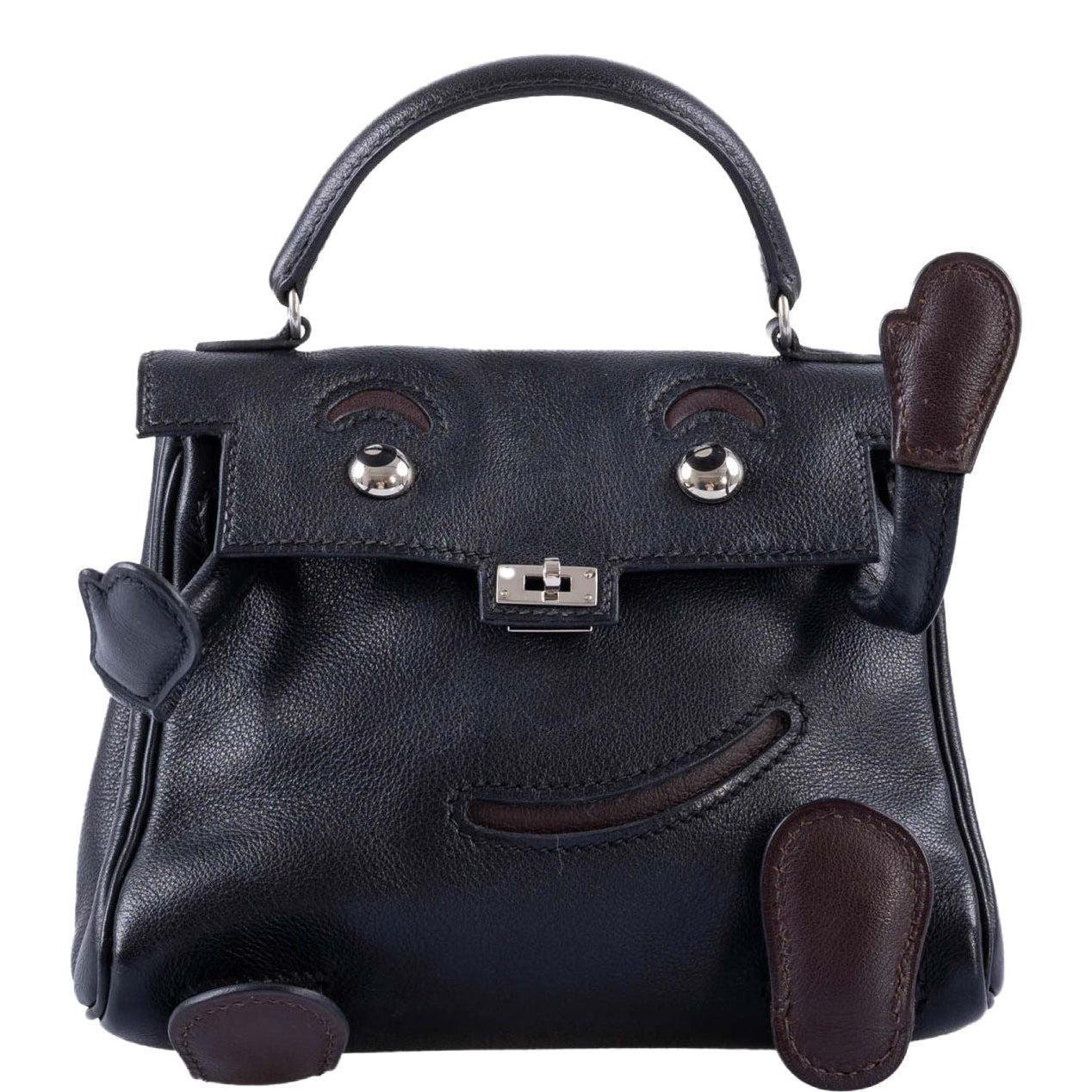 Hermes Hermès Kelly Doll Quelle Idole Noir Gulliver Palladium Hardware