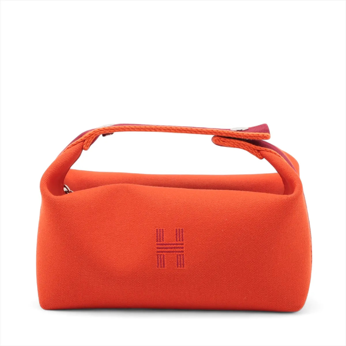 Hermès Brid A Black PM canvas Orange Silver Metal Fittings