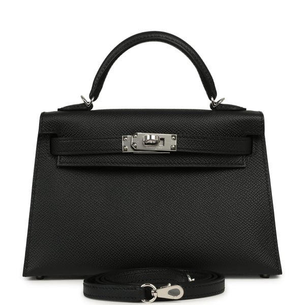 Hermes Kelly Sellier 20 Black Epsom Palladium Hardware