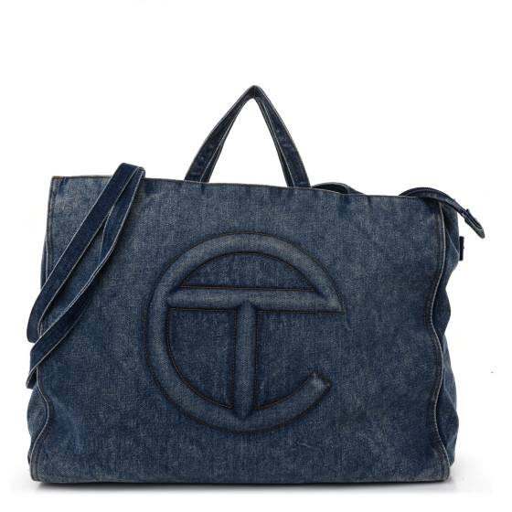 Telfar Denim Large Shopping Bag Blue