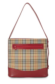 Burberry Red Haymarket Check Shoulder Bag Small