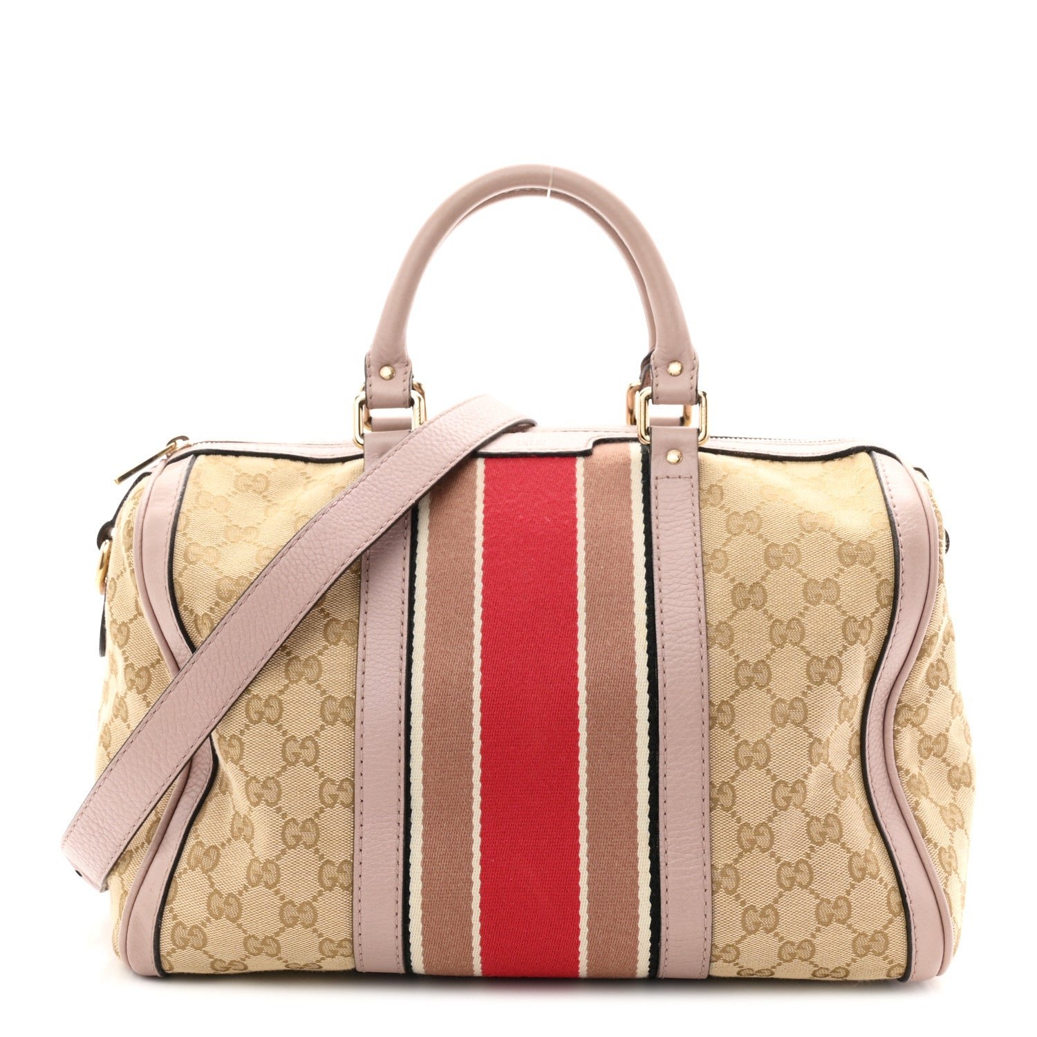 Gucci Monogram Vintage Web Medium Boston New Sand Lilas