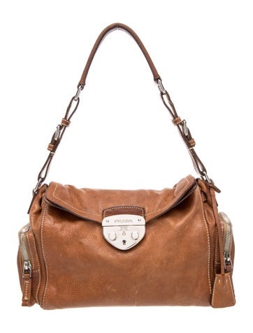 Prada Enameled Metal Triangle Shoulder Bag