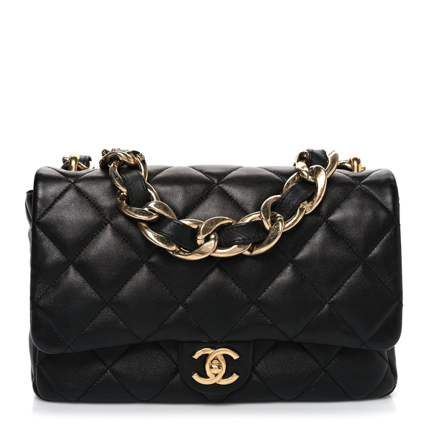 Chanel Lambskin Quilted Large CC Funky Town Flap Black