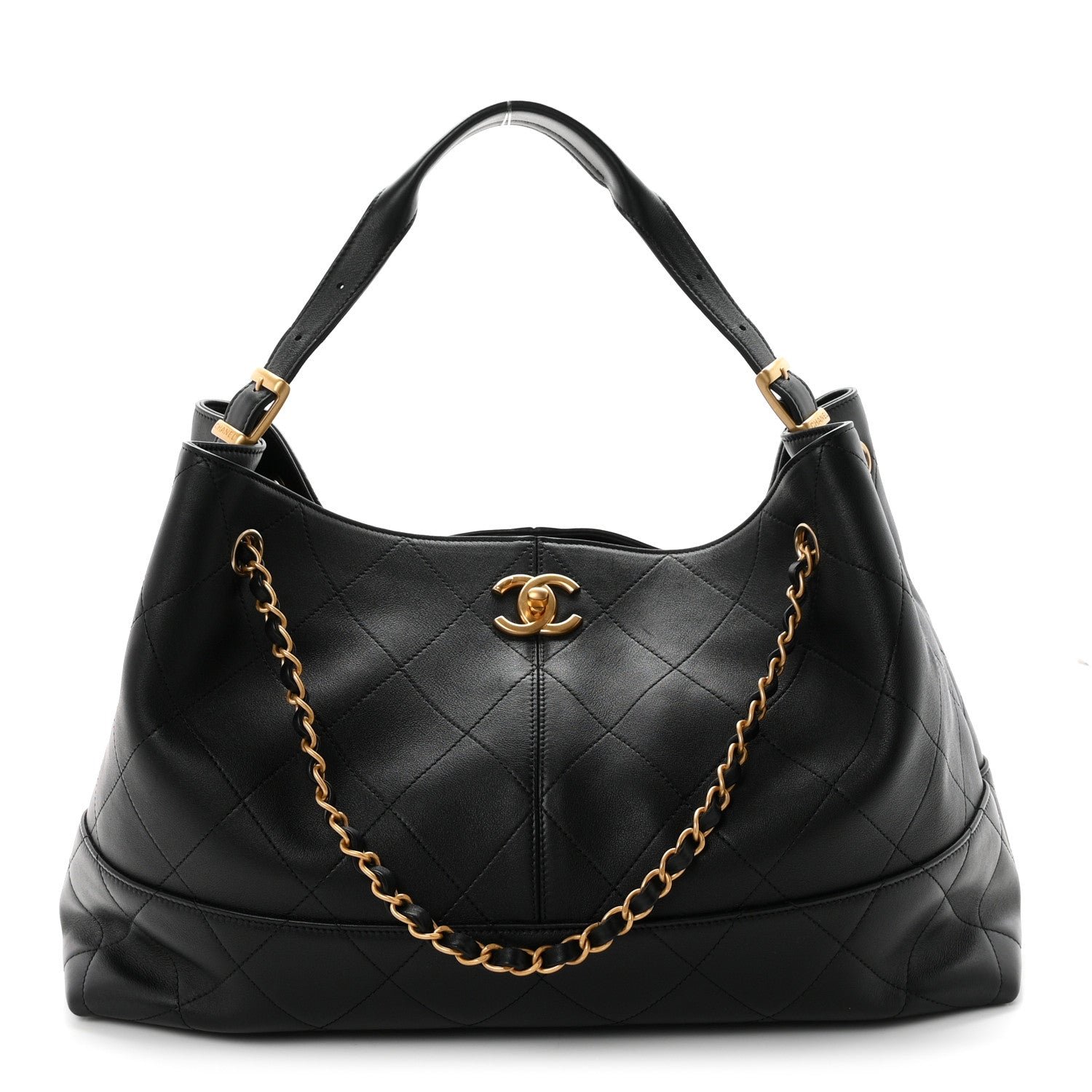 Chanel Calfskin Quilted Small Coco Base Shopping Bag Black