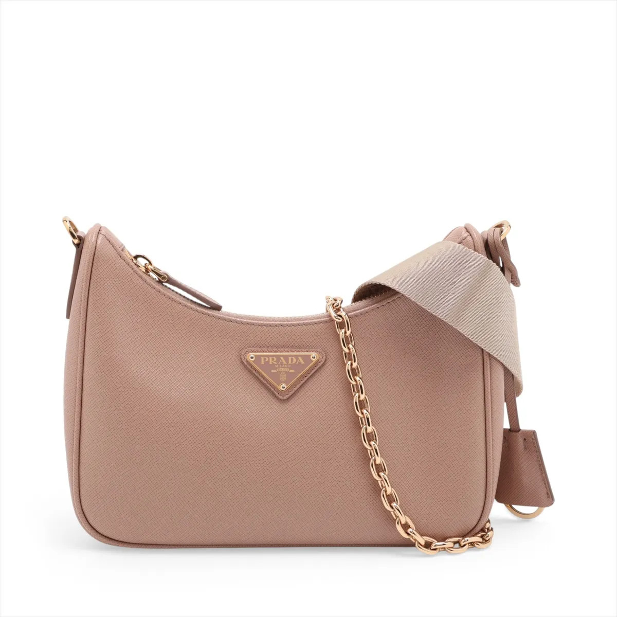 Prada Saffiano Leather 2 Way Shoulder Bag Beige
