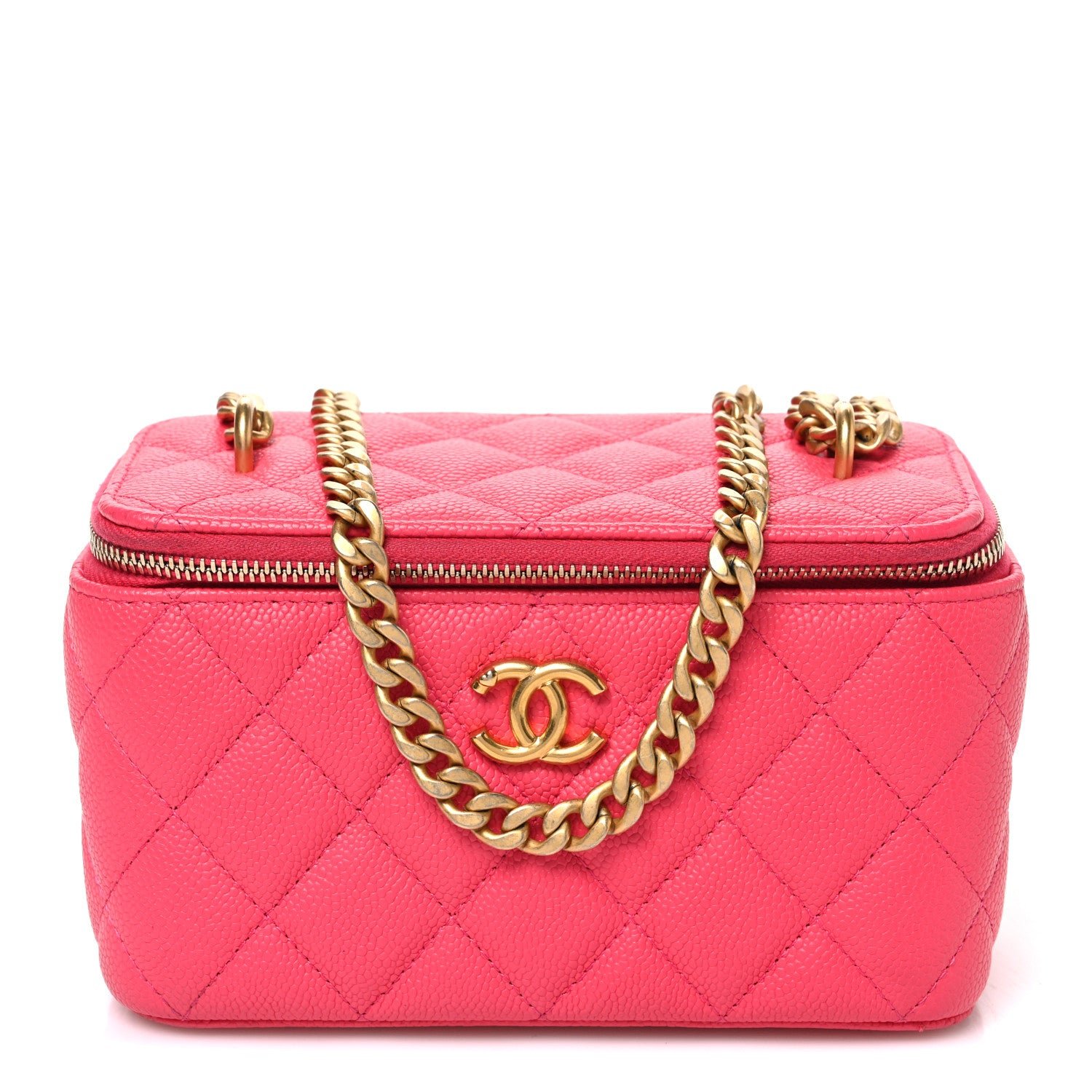 Chanel Caviar Quilted Sweetheart Vanity Case Pink