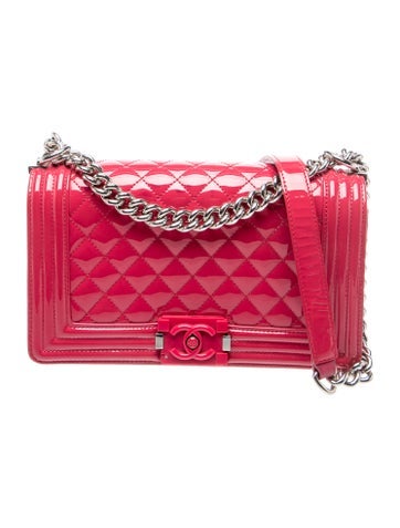 Quilted Patent Medium Plexiglass Boy Bag