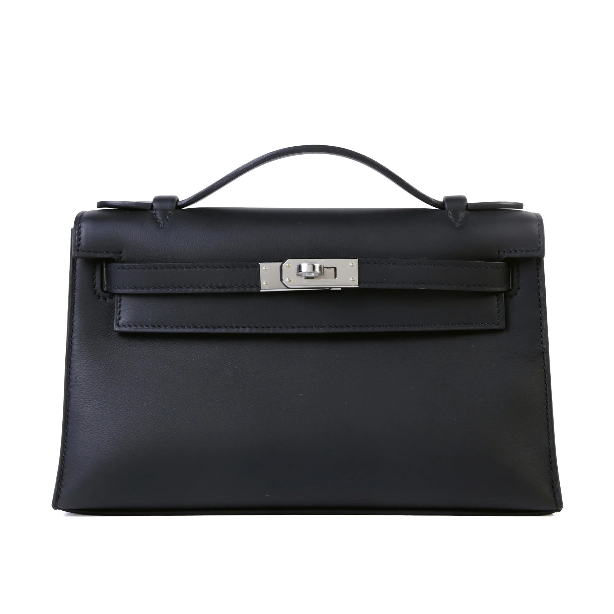 Brand New ( Rank N ) HERMÈS Kelly Pochette Noir (89) Swift Palladium hardware G (2026)