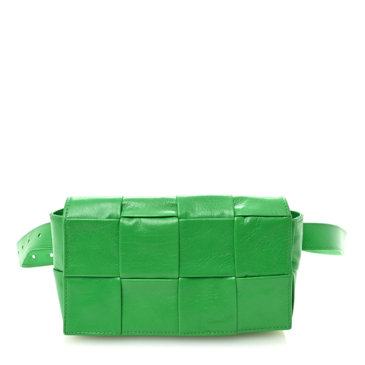 Bottega Veneta Paper Calfskin Intreccio Cassette Belt Bag Parakeet