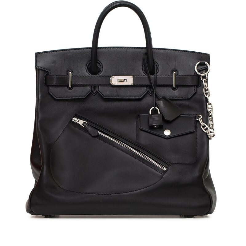 Hermes Limited Edition Black Evercalf Rock HAC Haut à Courroies 40 Palladium Hardware, 2023