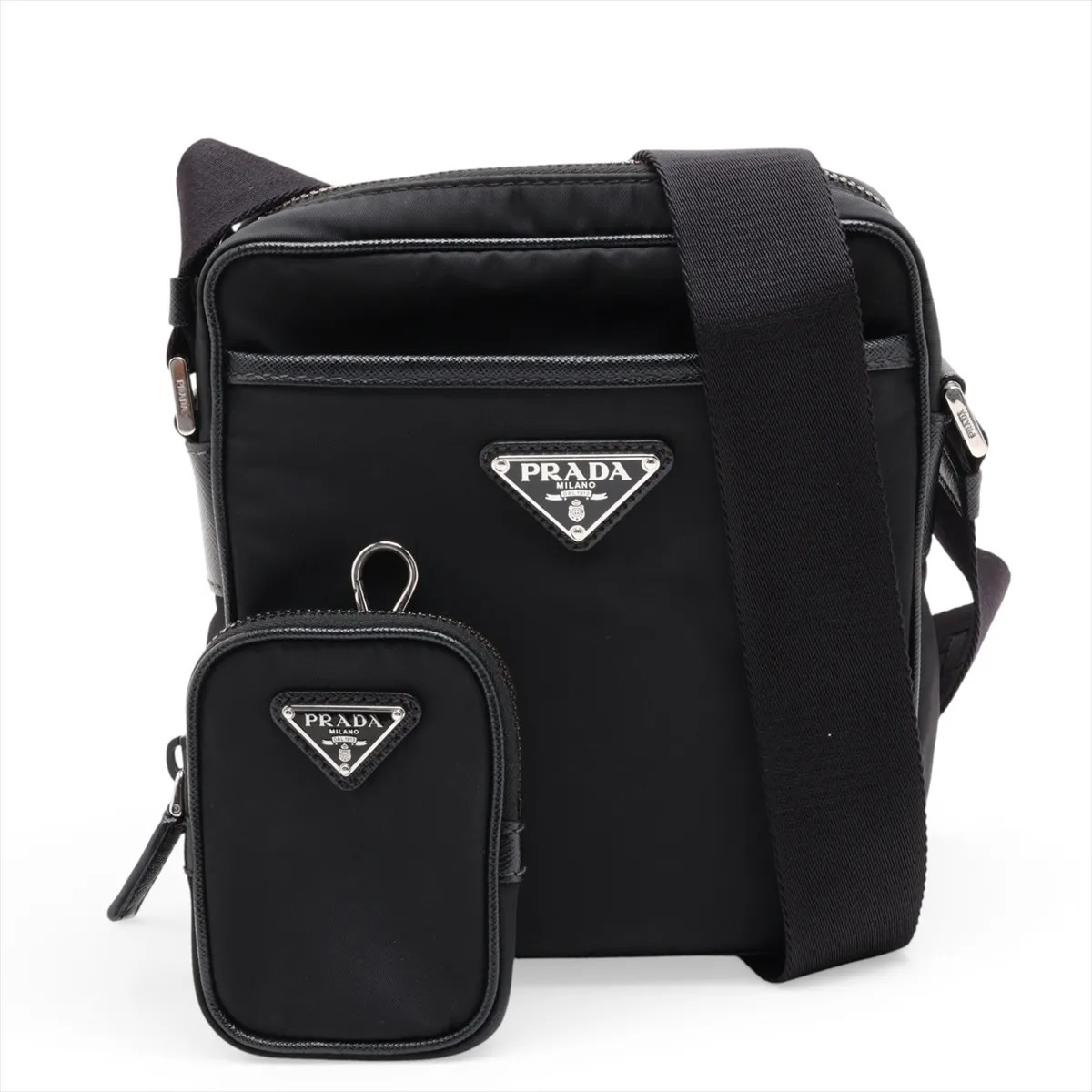 Prada Tessuto 2VH112 Nylon & Leather Shoulder bag Black
