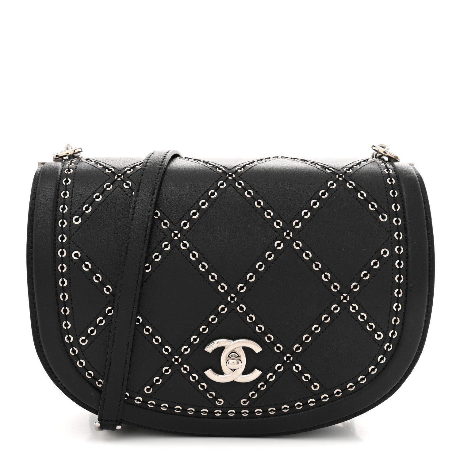 Chanel Calfskin Coco Eyelets Small Flap Bag Black