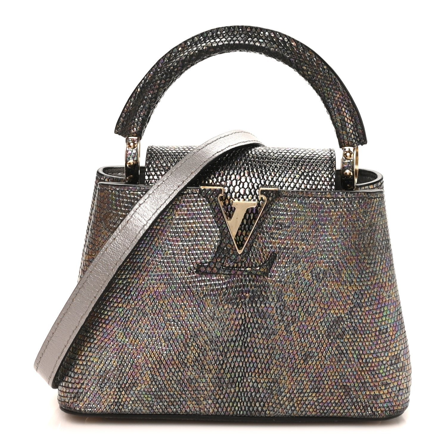 Louis Vuitton Lizard Capucines Mini Bleu Petrole