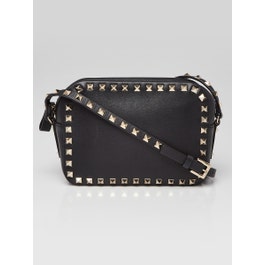 Valentino Valentino Black Smooth Leather Rockstud Camera Bag