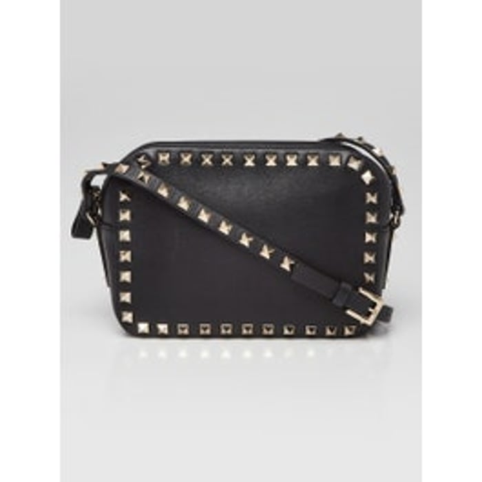 Valentino Valentino Black Smooth Leather Rockstud Camera Bag