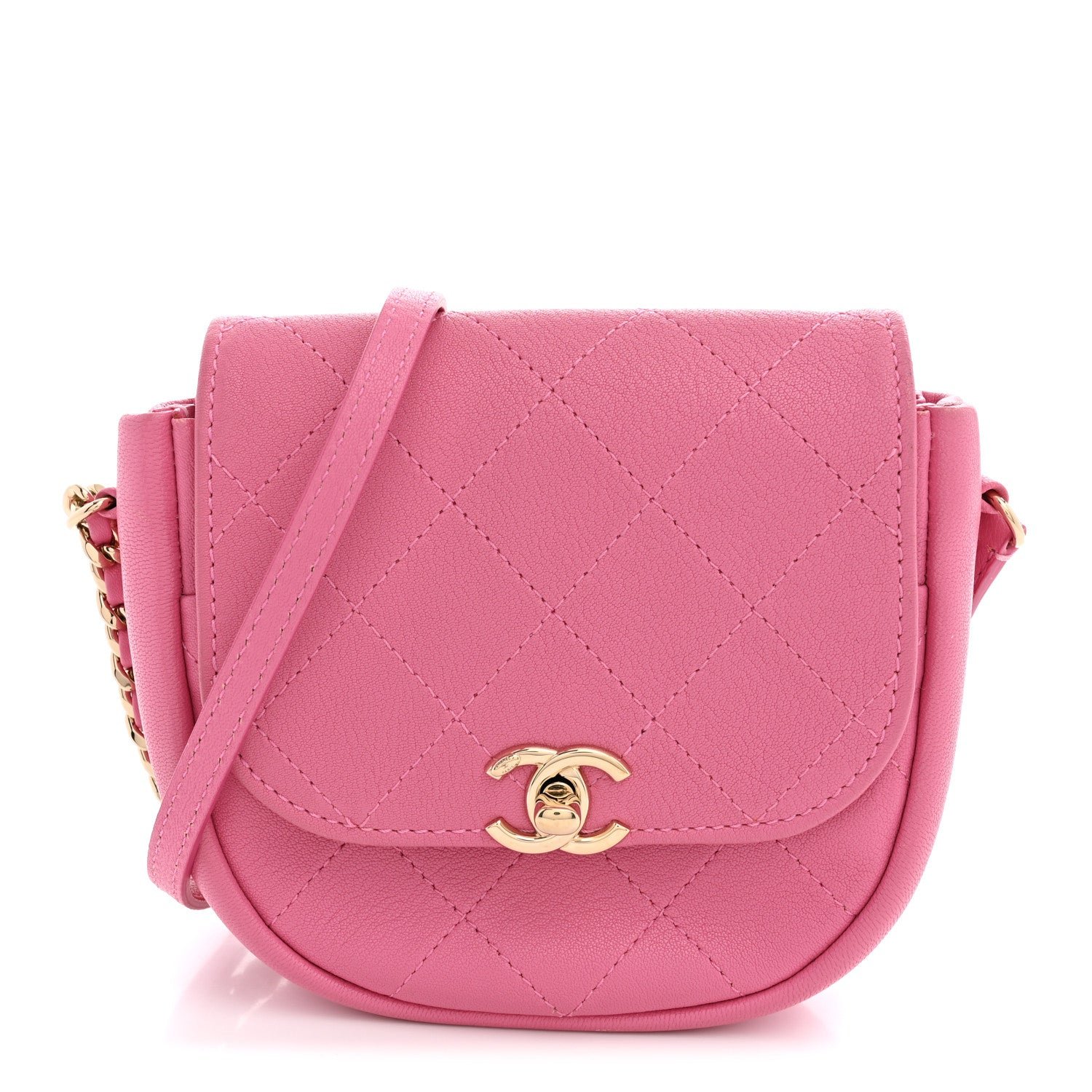 Chanel Goatskin Stitched Casual Trip Messenger Flap Pink