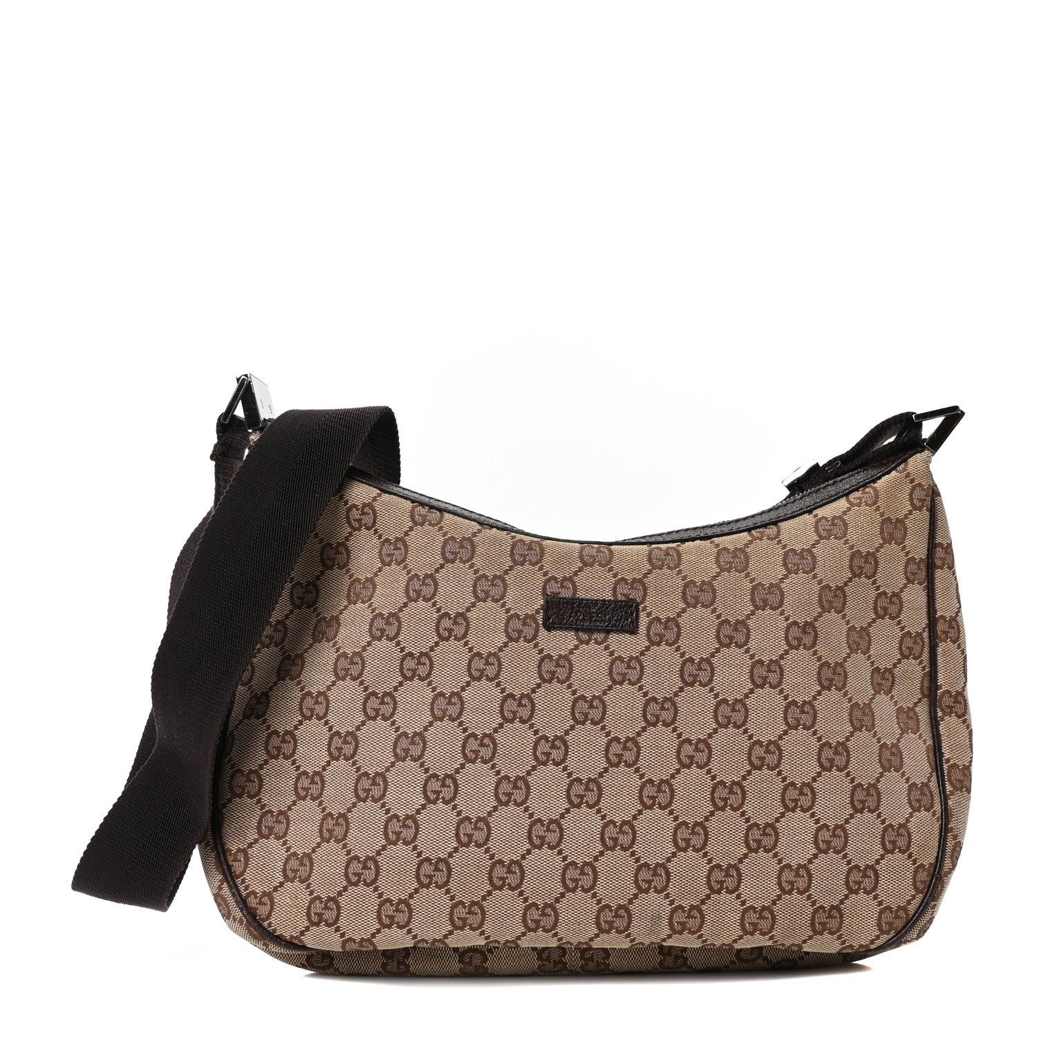 Gucci Monogram Medium Half Moon Hobo Dark Brown