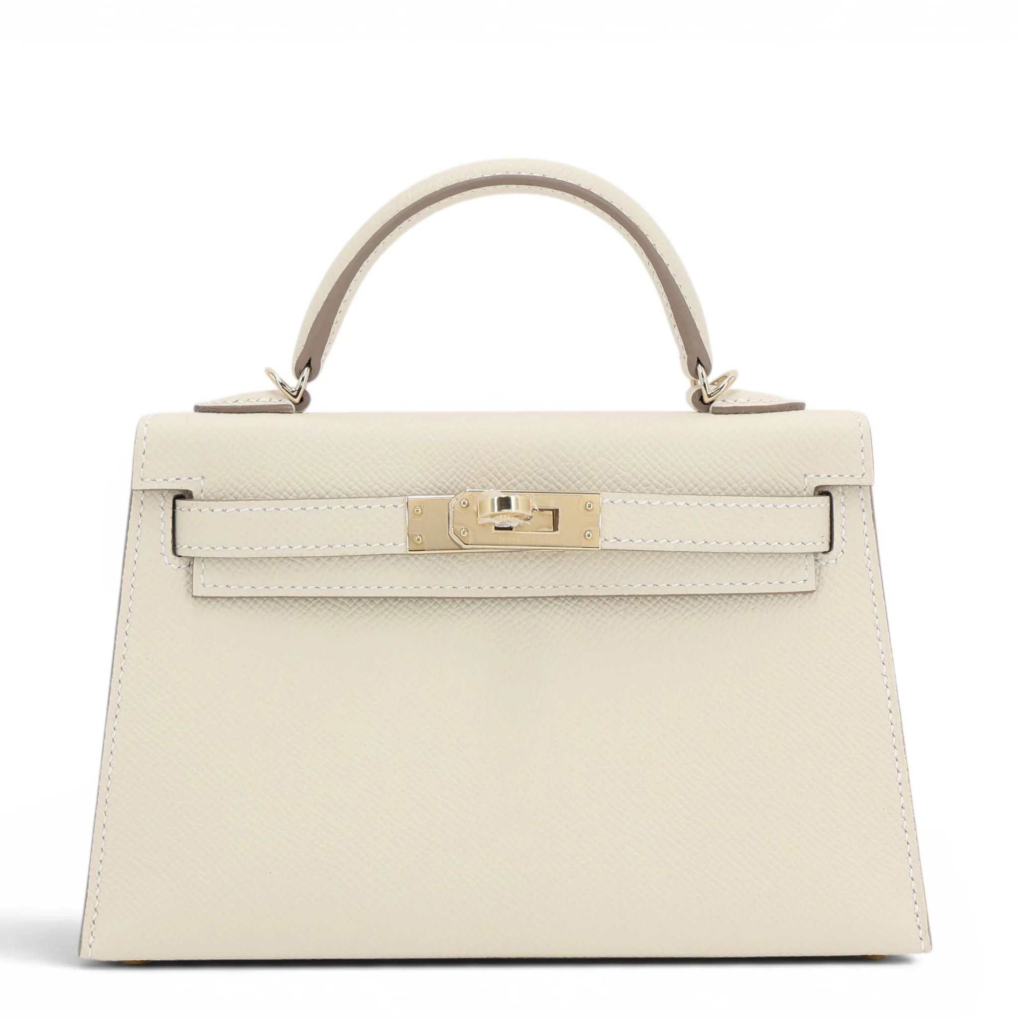 Brand New ( Rank N ) HERMÈS Mini Kelly II Craie (10) Epsom Permabrass hardware K (2025)