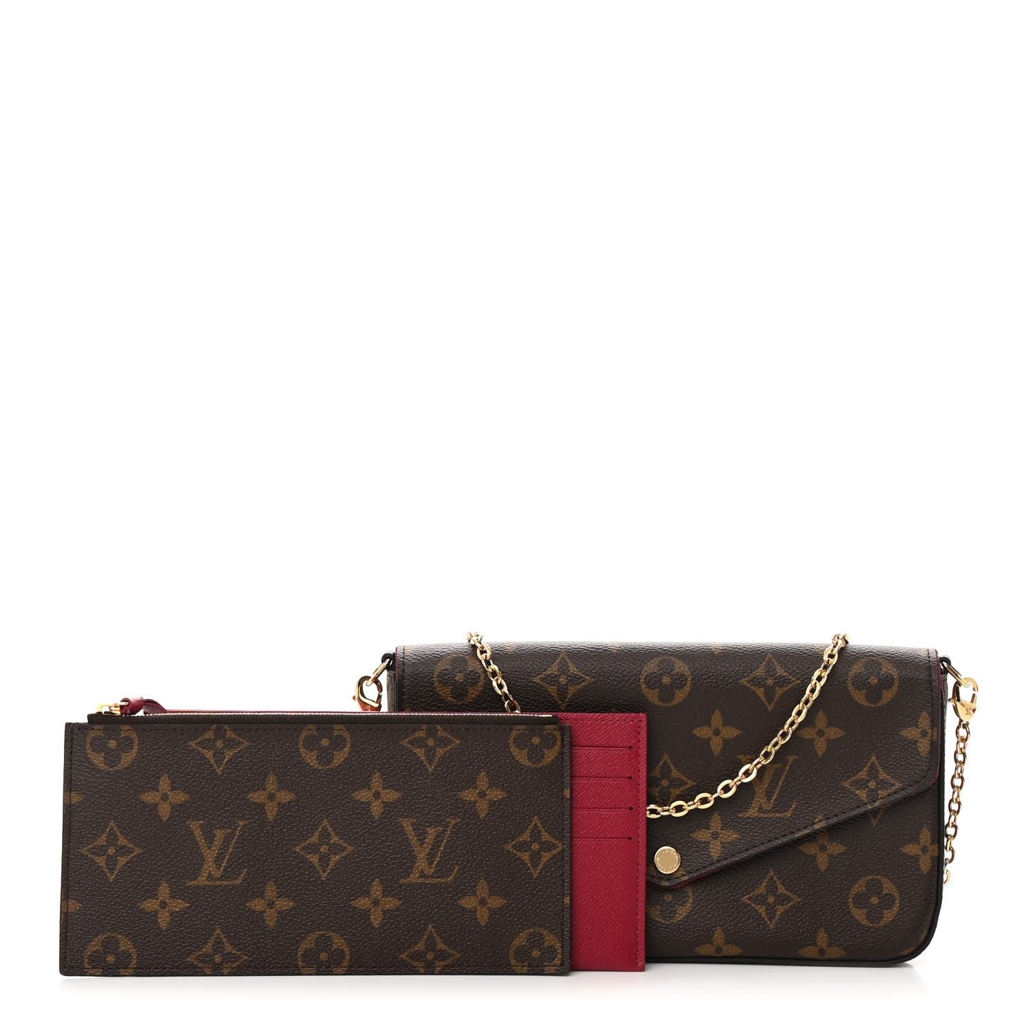 Louis Vuitton Monogram Pochette Felicie Chain Wallet Fuchsia
