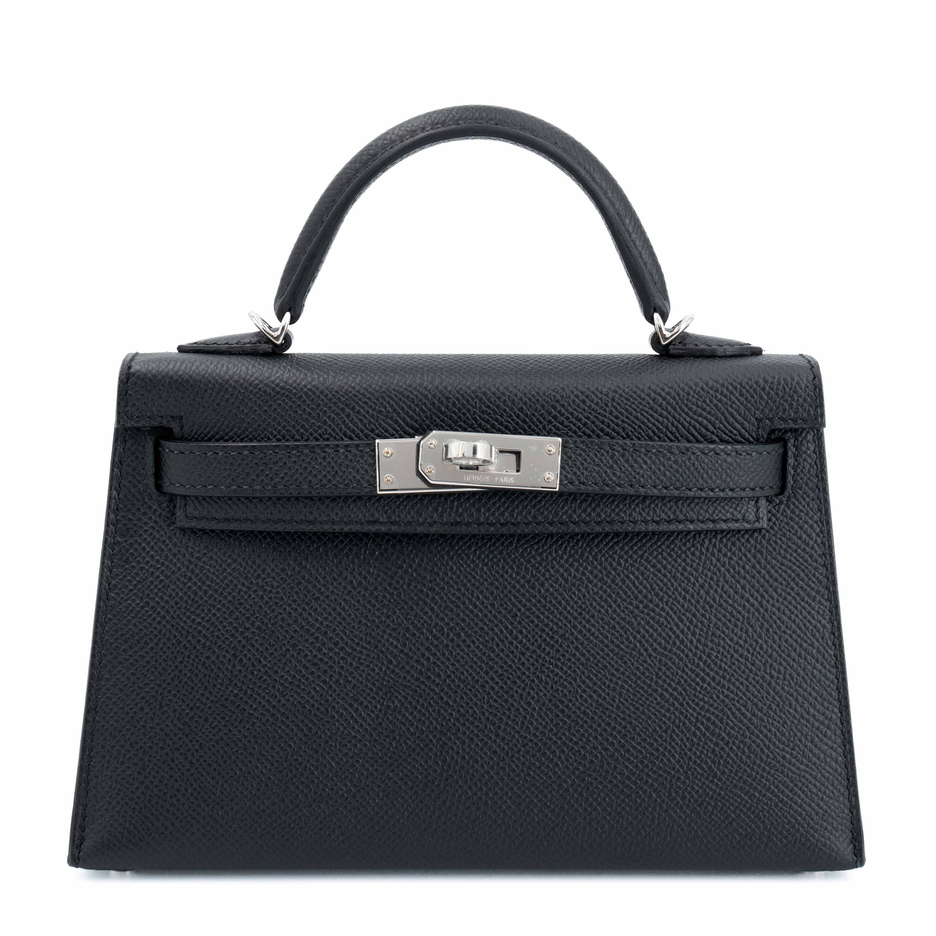 Brand New ( Rank N ) HERMÈS Mini Kelly II Noir (89) Epsom Palladium hardware G (2026)