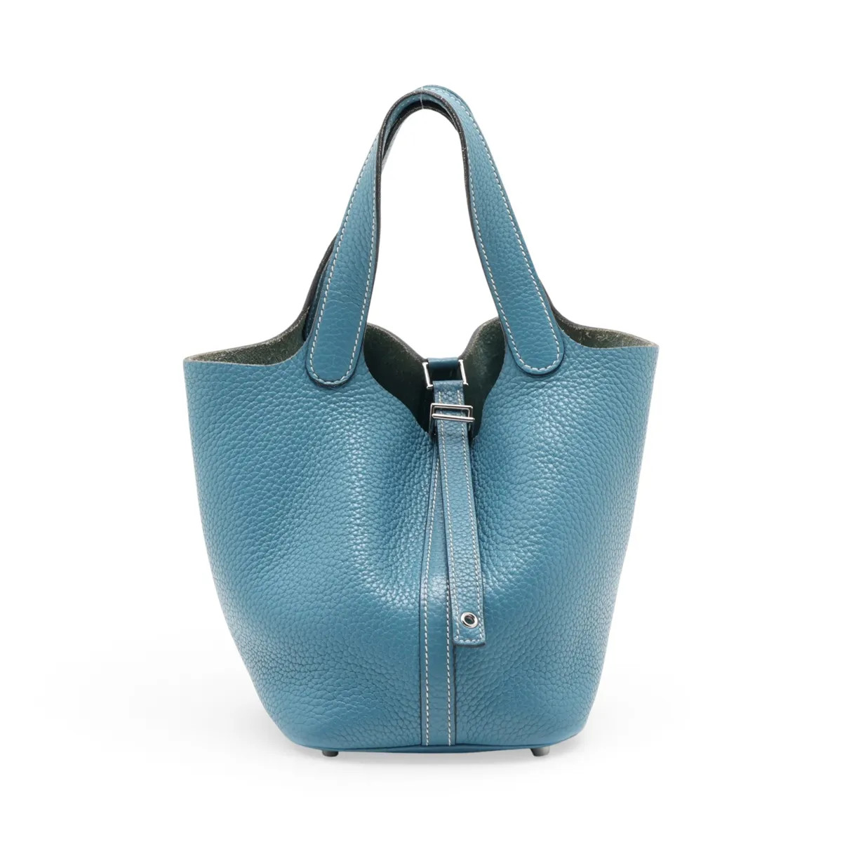 Hermès Picotin Lock 18 PM Taurillon Clemence Blue Jean Silver Metal Fittings