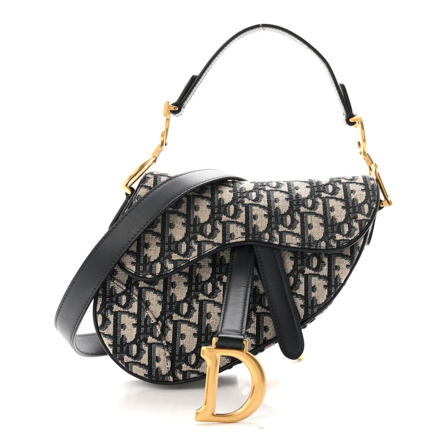 Christian Dior Oblique Mini Saddle Bag With Strap  Blue
