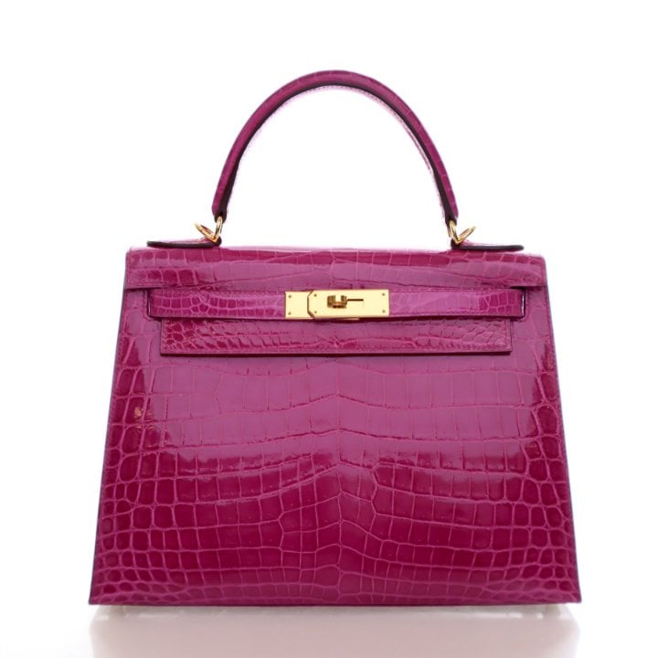 Hermes Rose Sheherazade Niloticus Crocodile Sellier Kelly 28