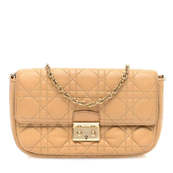 Dior Lambskin Cannage Miss Dior Promenade Pouch Beige