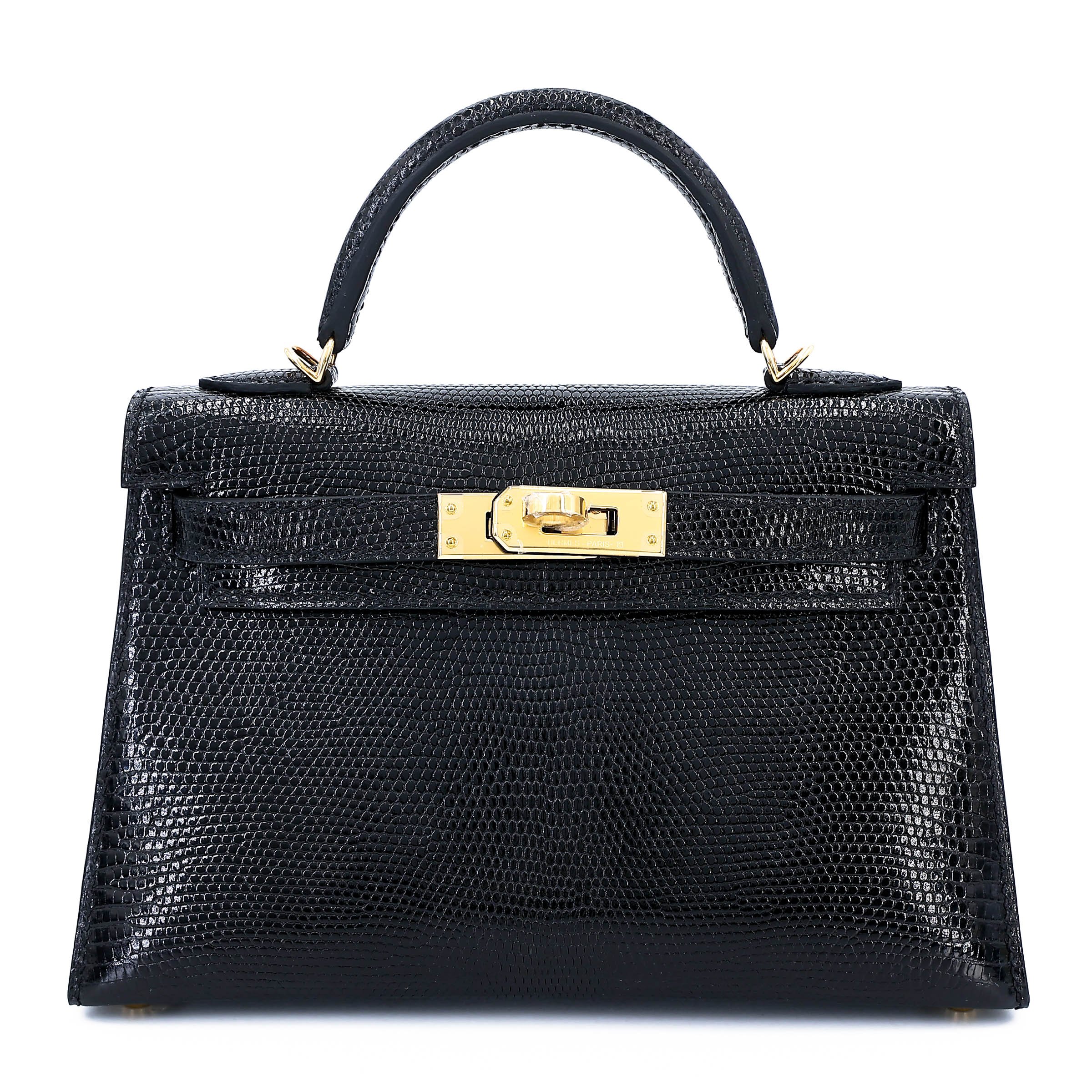 Brand New ( Rank N ) HERMÈS Mini Kelly II Noir (89) Lizard Gold hardware W (2024)