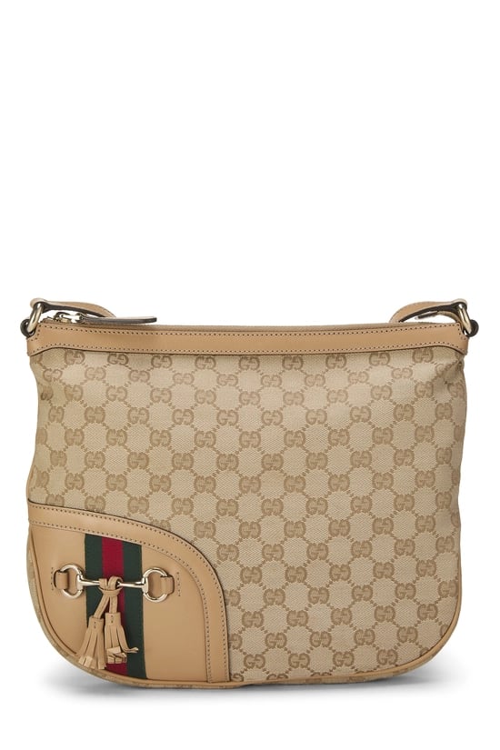 Beige Original GG Canvas Horsebit Tassel Crossbody
