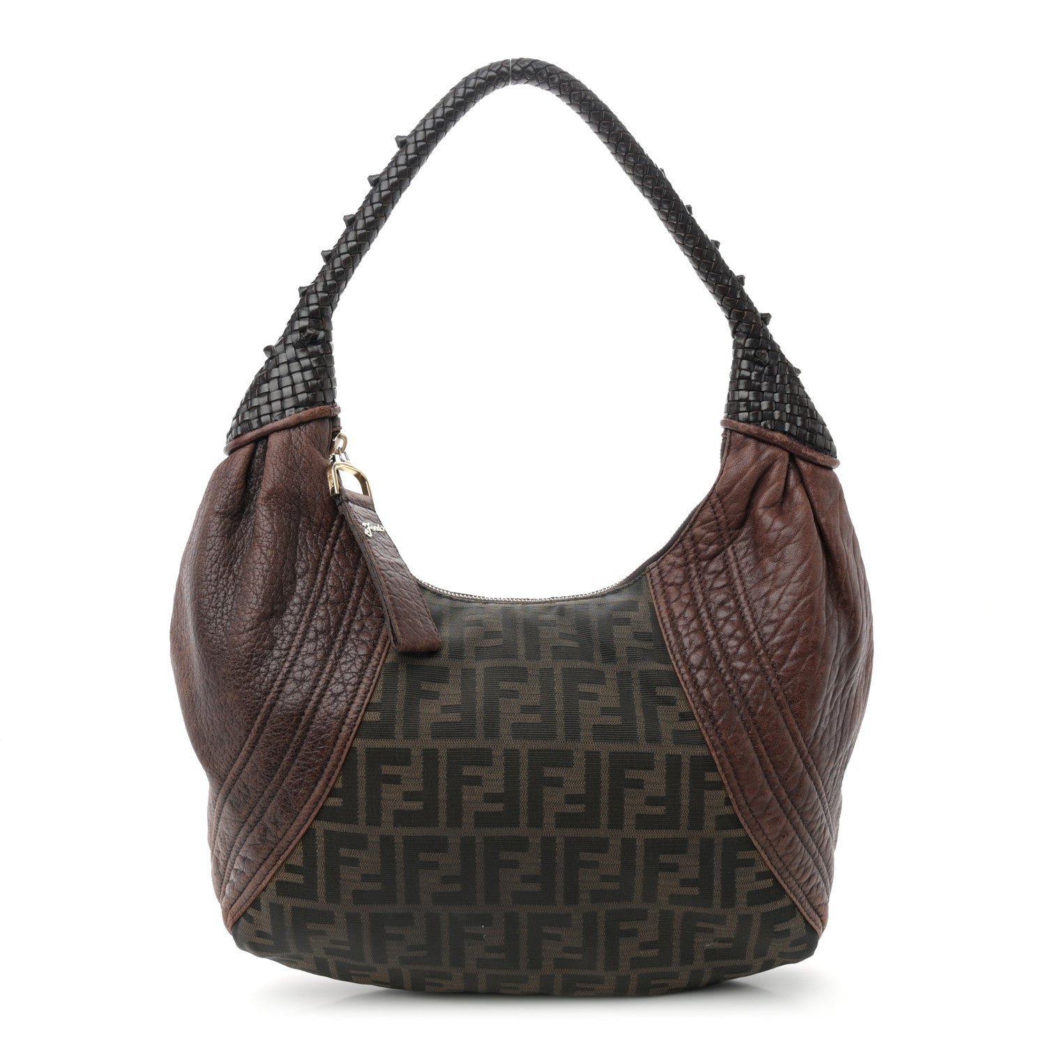 Fendi Zucca Nappa Nuvolata Vitello Tortuga Large Spy Hobo